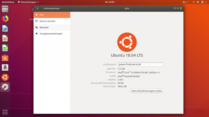 Ubuntu 18.04 setzt auf Gnome statt Unity. (Bild: Ubuntu, Screenshot: Golem.de)